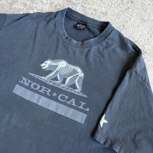 Vintage Y2K Nor Cal Skeleton Bear Black Faded Skatercore 2000s Grunge Tee